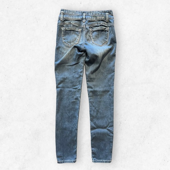 Body Con Jeans‎ Skinny Women's 3 Amethyst Low Rise 2 Buttons Medium Wash Stretch - Picture 2 of 8